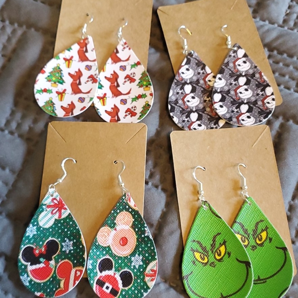 4 Disney faux leather earrings bundle